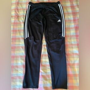 adidas track pants size small black with white stripes